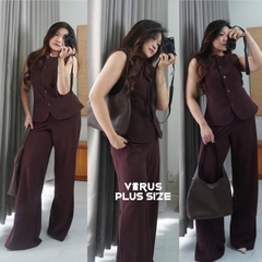 Set tây xoài mng áo gile/ quần ống suông lưng thun co giãn bigsize