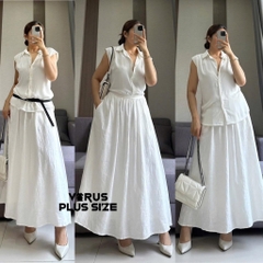 Chân váy Xoài mng chữ A lưng chun midi bigsize
