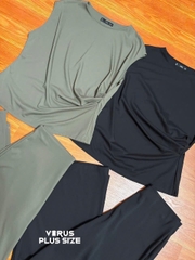 Set xoài mng nhún eo quần suông chất mát mịn xuất xịn bigsize