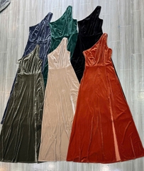 Đầm nhung lệch vai Birdy maxi xẻ tà bigsize