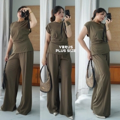 Set xoài mng nhún eo quần suông chất mát mịn xuất xịn bigsize