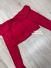 Áo bẹt vai fashion đỏ dịu xuất xịn bigsize