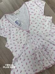 Áo peplum lapechee hoa cổ V bigsize