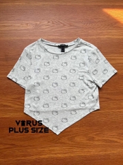 Áo crop vạt nhọn thun gân f21