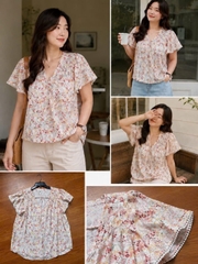 Áo cổ V joie nền hoa bigsize