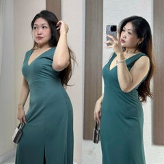Đầm maxi cổ V Birdy cộc tay bigsize xẻ tà