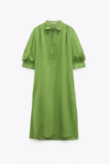 Đầm Midi Zara Linen Fom Suông Xẻ Tà Bigsize