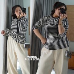 Áo thun muji sọc tay dài bigsize thun co giãn thoáng mát