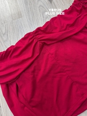 Áo bẹt vai fashion đỏ dịu xuất xịn bigsize