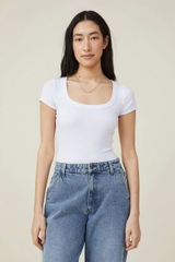 Áo thun gân cổ rộng cotton bigsize form body ôm nhẹ(toonnat)