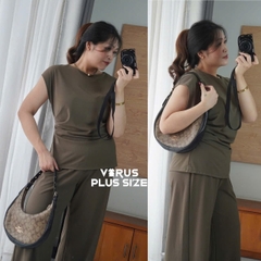 Set xoài mng nhún eo quần suông chất mát mịn xuất xịn bigsize