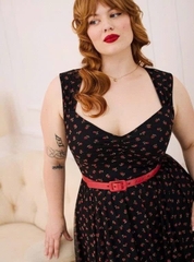 Đầm Chie retro cộc tay lưới nền hoa xinh bigsize
