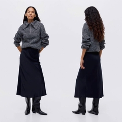 Chân váy lụa midi Hắc em bigsize