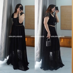 Set áo crop / váy midi phối ren Torrid bigsize xuất xịn