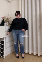 Áo sweater Anewday vai nhún tay bo bigsize