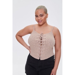 [viruSpluSSize]Áo dây len gân Lace up F21 & f21 pluS bigSize