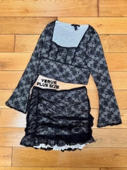 Set ren f21plus áo tay loe / váy đuôi cá bigsize (lẻ)