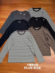 Áo thun muji sọc tay dài bigsize thun co giãn thoáng mát