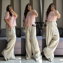 Quần suông River linen trắng bigsize