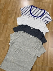 Áo thun gân cổ rộng cotton bigsize form body ôm nhẹ(toonnat)
