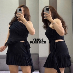 Set Primark Rita áo lệch vai mix váy bí Bigsize