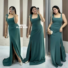 Đầm tiệc Birdy 2 dây cột nơ maxi xẻ tà vải creep dày dặn bigsize