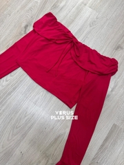 Áo bẹt vai fashion đỏ dịu xuất xịn bigsize