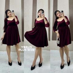 Đầm nhung Pink bigsize tone đỏ sang chảnh