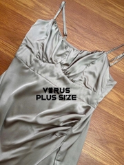 Đầm dây lụa f21plus nhún ngực xuất xịn bigsize(1254)