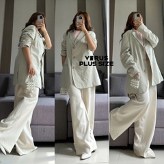 Quần suông River linen trắng bigsize