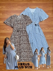 Đầm Midi Me cổ V kèm belf bigsize