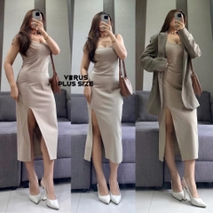 Đầm body f21plus xẻ lai xuất xịn bigsize