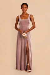 Đầm nhung 2 dây Birdy maxi xẻ tà bigsize xuất xịn