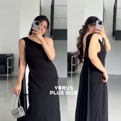 Đầm voan Xoài mng lệch vai tiệc tùng bigsize xuất xịn