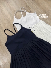 Đầm dây xếp ly Zella bigsize có lót quần