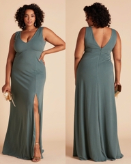 Đầm maxi cổ V Birdy cộc tay bigsize xẻ tà