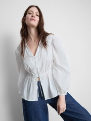 Áo kiểu Primark peplum tay phồng cột dây bigsize
