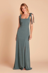Đầm tiệc Birdy 2 dây cột nơ maxi xẻ tà vải creep dày dặn bigsize