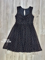 Đầm Chie retro cộc tay lưới nền hoa xinh bigsize