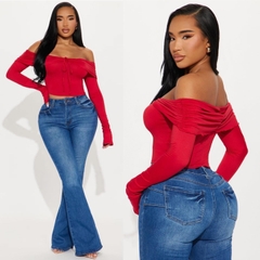 Áo bẹt vai fashion đỏ dịu xuất xịn bigsize