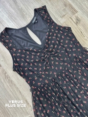 Đầm Chie retro cộc tay lưới nền hoa xinh bigsize