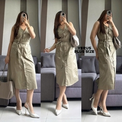 Đầm midi dù Primark nút cộc tay xuất xịn
