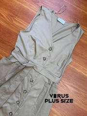 Đầm midi dù Primark nút cộc tay xuất xịn