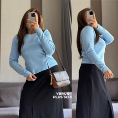 Áo tay dài f21plus thun gân bigsize xuất xịn (9303)