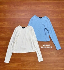 Áo tay dài f21plus thun gân bigsize xuất xịn (9303)