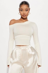 Áo lệch vai Fashion tay dài thun form body ôm xuất xịn bigsize(fashionalv)