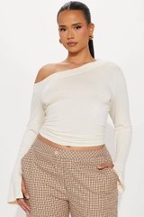 Áo lệch vai Fashion tay dài thun form body ôm xuất xịn bigsize(fashionalv)