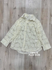 Áo somi Mily nền hoa nổi form suông bigsize