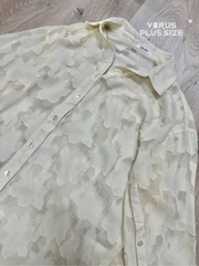 Áo somi Mily nền hoa nổi form suông bigsize
