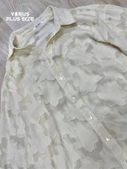 Áo somi Mily nền hoa nổi form suông bigsize
